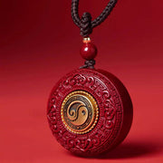 Buddha Stones Natural Cinnabar Om Mani Padme Hum Rotatable Scripture Yin Yang Pattern Blessing Necklace String Pendant - image 3