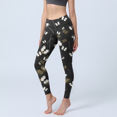 Buddha Stones White Butterfly Starlight Print Exercise Leggings Women's Yoga Pants - Black - US18，UK/AU22，EU50 (4XL) - image 1