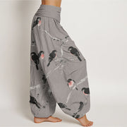 Buddha Stones Casual Bird Branches Pattern Women's Elastic Waist Harem Pants - image 7