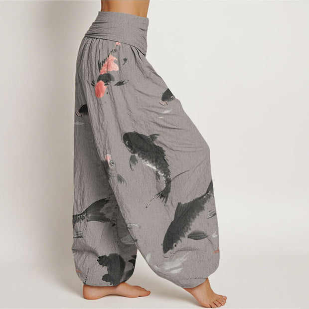 Buddha Stones Casual Koi Fish Pattern Women's Elastic Waist Harem Pants - image 7