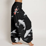 Buddha Stones Casual Koi Fish Pattern Women's Elastic Waist Harem Pants - image 10