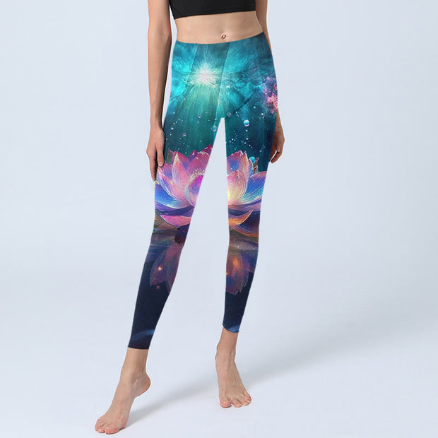Buddha Stones Gradient Lotus Water Bubbles Pattern Print Gym Leggings Women's Yoga Pants - image 6