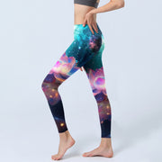 Buddha Stones Gradient Lotus Water Bubbles Pattern Print Gym Leggings Women's Yoga Pants - image 3