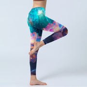 Buddha Stones Gradient Lotus Water Bubbles Pattern Print Gym Leggings Women's Yoga Pants - image 4