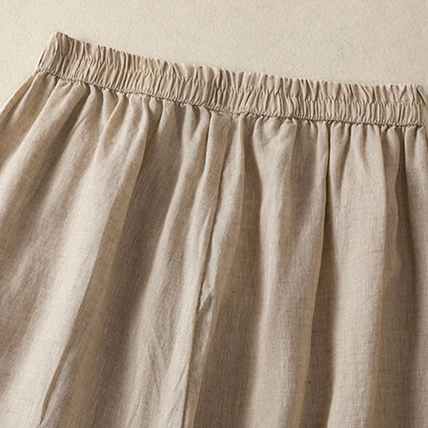 Buddha Stones Casual Plain Lace Side Design 7-8 Length Cotton Linen Women's Harem Pants With Pockets - image 4