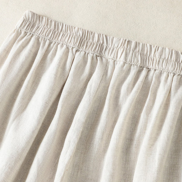 Buddha Stones Casual Plain Lace Side Design 7-8 Length Cotton Linen Women's Harem Pants With Pockets - image 19