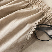 Buddha Stones Casual Plain Lace Side Design 7-8 Length Cotton Linen Women's Harem Pants With Pockets - image 5