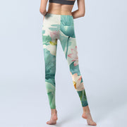 Buddha Stones Lotus Flowers Leaves Lotus Pods Pattern Print Gym Leggings Women's Yoga Pants - image 7