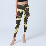 Buddha Stones Flying Red-crowned Crane Branch Pine Needles Pattern Print Gym Leggings Women's Yoga Pants - image 6