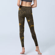 Buddha Stones Auspicious Cloud Maple Leaf Pattern Print Gym Leggings Women's Yoga Pants - image 7