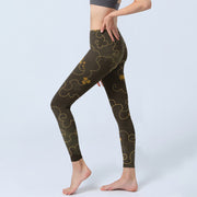 Buddha Stones Auspicious Cloud Maple Leaf Pattern Print Gym Leggings Women's Yoga Pants - image 3