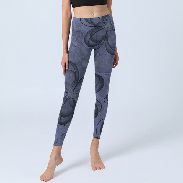 Buddha Stones Abstract Petals Pattern Print Gym Leggings Women's Yoga Pants - image 6