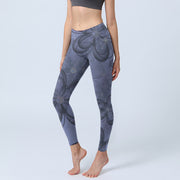 Buddha Stones Abstract Petals Pattern Print Gym Leggings Women's Yoga Pants - CornflowerBlue - US18，UK/AU22，EU50 (4XL) - image 1