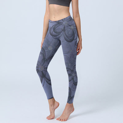 Buddha Stones Abstract Petals Pattern Print Gym Leggings Women's Yoga Pants - CornflowerBlue - US18，UK/AU22，EU50 (4XL) - image 1