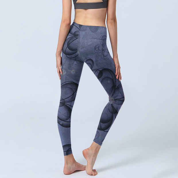 Buddha Stones Abstract Petals Pattern Print Gym Leggings Women's Yoga Pants - image 5