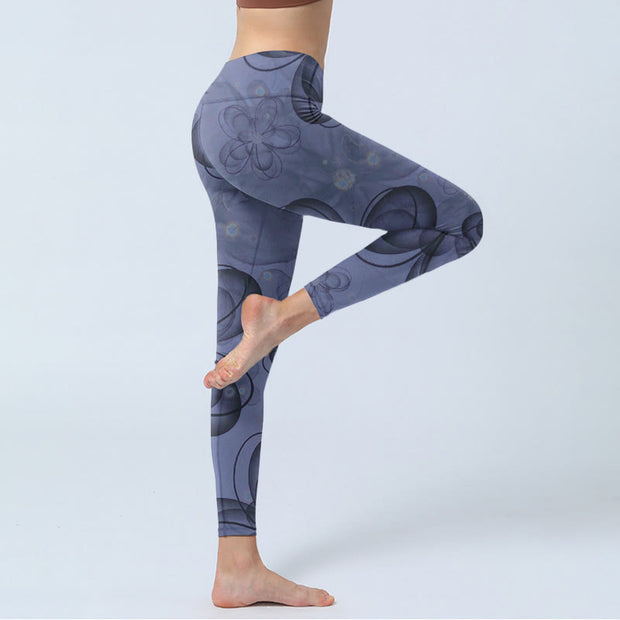 Buddha Stones Abstract Petals Pattern Print Gym Leggings Women's Yoga Pants - image 4