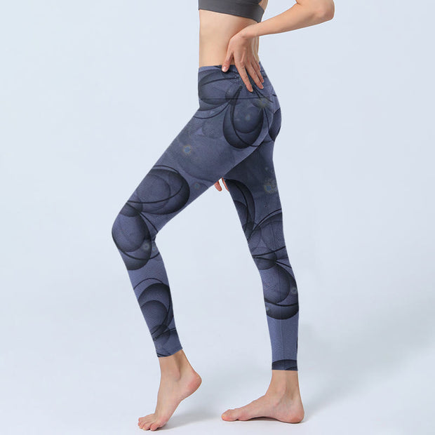 Buddha Stones Abstract Petals Pattern Print Gym Leggings Women's Yoga Pants - image 3
