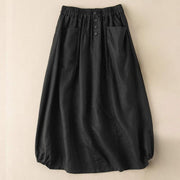 Buddha Stones Summer Solid Button Elastic Waist 7-8 Length Women's Skirt With Pockets - Black - US16，UK/AU20，EU48 (5XL) - image 6
