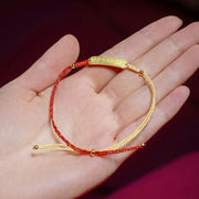 FREE Today: Luck and Protection 14K Gold-plated Copper Amulet Red Golden Rope Bracelet