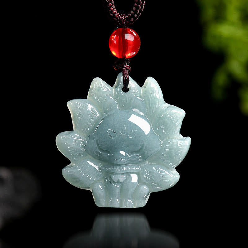 【ボクくん様用】WIDOW / Carved In Stone Buddha Stones Natural Green Jade Nine Tailed Fox Abundance
