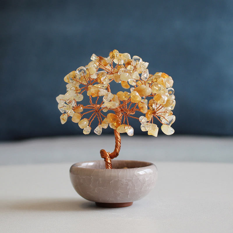 citrine crystal money tree Buddha Stones Various Crystal Citrine Amethyst Green Aventurine Tree P – buddhastoneshop