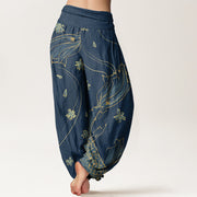 Buddha Stones Casual Koi Fish Cherry Blossom Petal Pattern Women's Elastic Waist Harem Pants - image 10