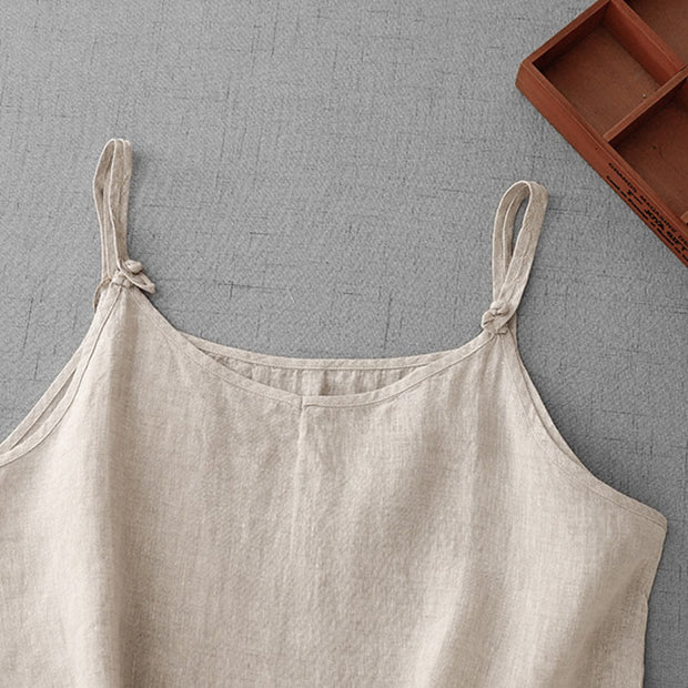 Buddha Stones Summer Plain Adjustable Strap Design Women's Cotton Linen Vest Waistcoat - image 2