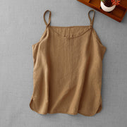 Buddha Stones Summer Plain Adjustable Strap Design Women's Cotton Linen Vest Waistcoat - DarkGoldenrod - US8-10，UK/AU12-14，EU40-42 (2XL) - image 21