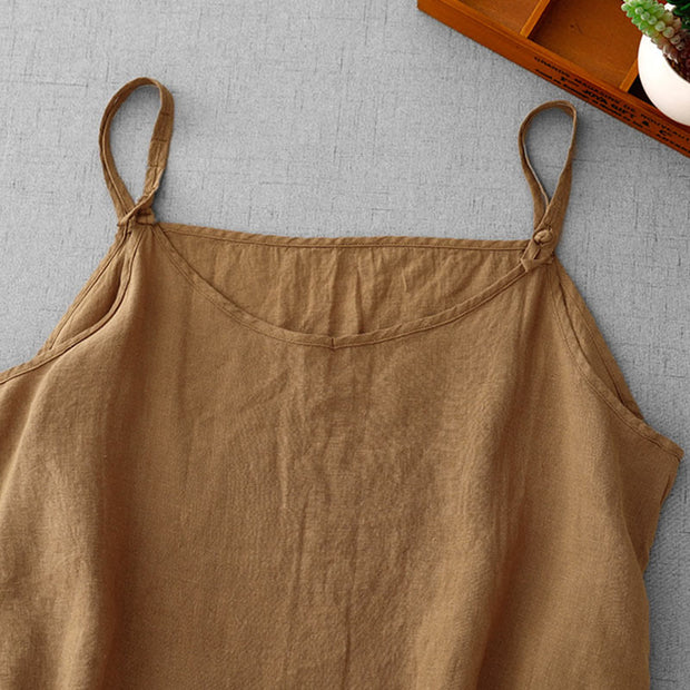 Buddha Stones Summer Plain Adjustable Strap Design Women's Cotton Linen Vest Waistcoat - image 22