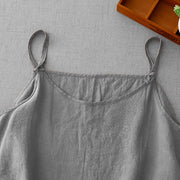 Buddha Stones Summer Plain Adjustable Strap Design Women's Cotton Linen Vest Waistcoat - image 16