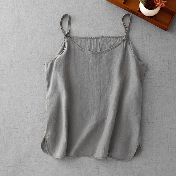Buddha Stones Summer Plain Adjustable Strap Design Women's Cotton Linen Vest Waistcoat - DarkGray - US8-10，UK/AU12-14，EU40-42 (2XL) - image 15