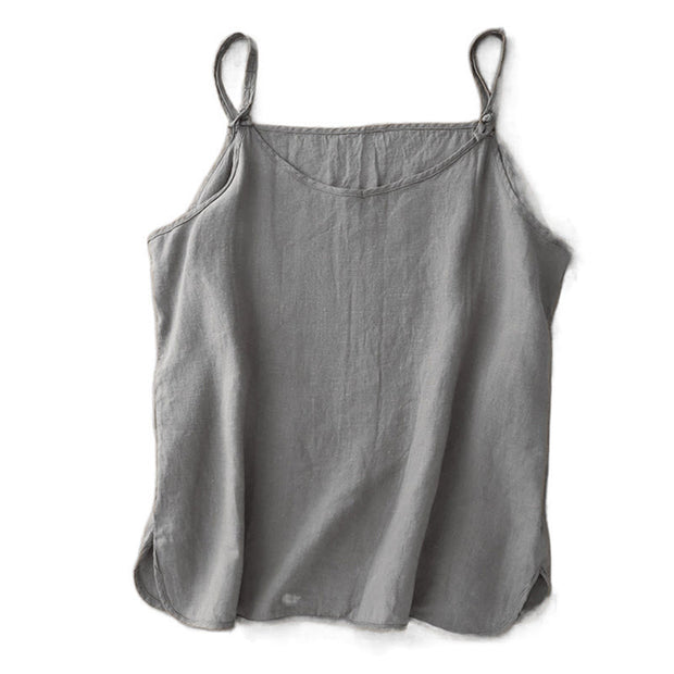 Buddha Stones Summer Plain Adjustable Strap Design Women's Cotton Linen Vest Waistcoat - image 20