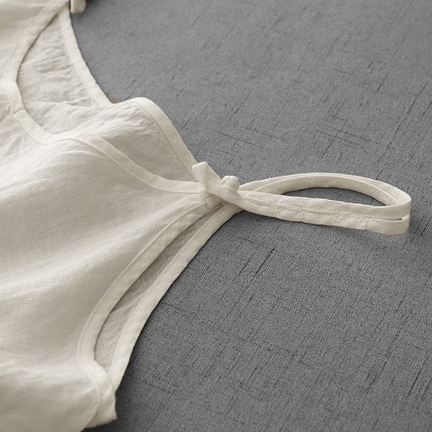Buddha Stones Summer Plain Adjustable Strap Design Women's Cotton Linen Vest Waistcoat - image 10