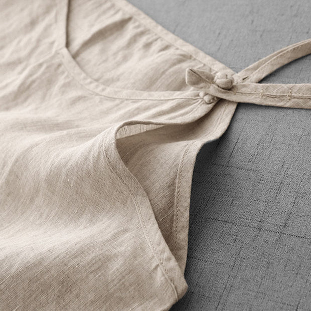Buddha Stones Summer Plain Adjustable Strap Design Women's Cotton Linen Vest Waistcoat - image 3