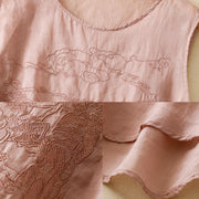 Buddha Stones Vintage Casual Embroidery Cotton Linen Women's Vest Waistcoat