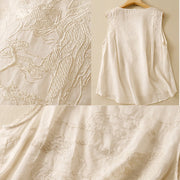 Buddha Stones Vintage Casual Embroidery Cotton Linen Women's Vest Waistcoat