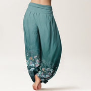 Buddha Stones Colorful Rose Flowers Design Women's Elastic Waist Harem Pants - image 10