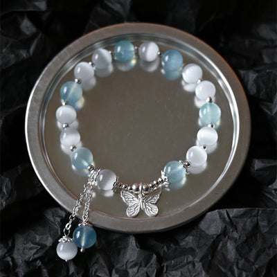 FREE Today: Support and Love Cat's Eye Aquamarine Butterfly Charm Bracelet