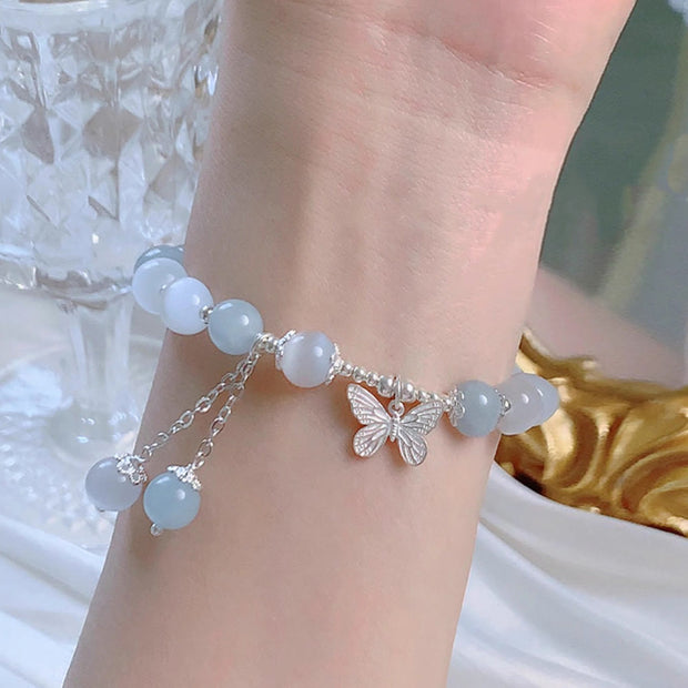 FREE Today: Support and Love Cat's Eye Aquamarine Butterfly Charm Bracelet