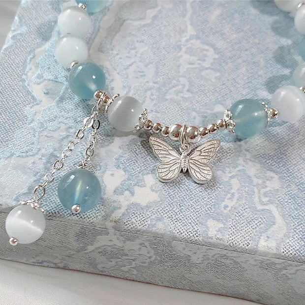 FREE Today: Support and Love Cat's Eye Aquamarine Butterfly Charm Bracelet