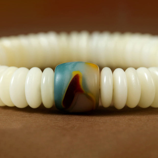 FREE Today: Peace and Harmony Natural White Bodhi Seed Stone Tassel Wrist Mala Bracelet