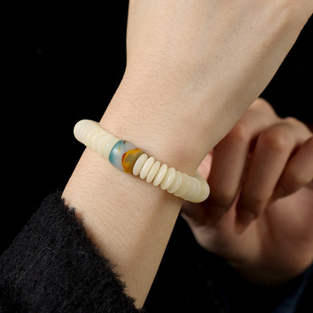 FREE Today: Peace and Harmony Natural White Bodhi Seed Stone Tassel Wrist Mala Bracelet