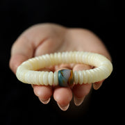 FREE Today: Peace and Harmony Natural White Bodhi Seed Stone Tassel Wrist Mala Bracelet