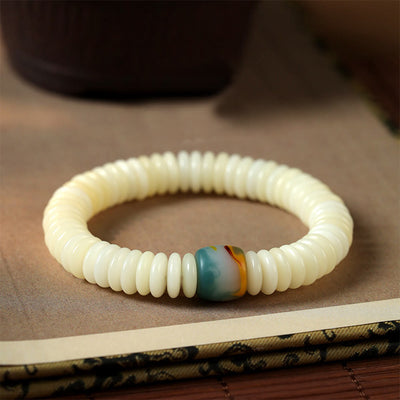 FREE Today: Peace and Harmony Natural White Bodhi Seed Stone Tassel Wrist Mala Bracelet