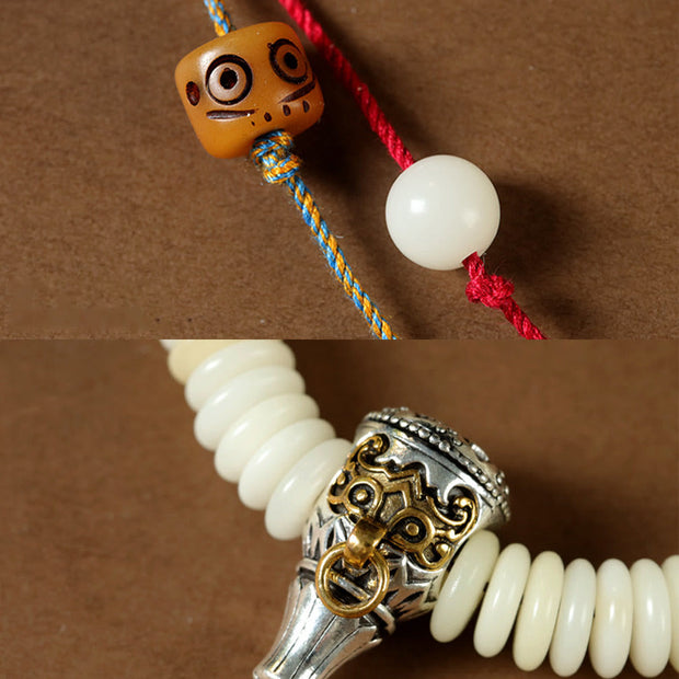 FREE Today: Peace and Harmony Natural White Bodhi Seed Stone Tassel Wrist Mala Bracelet