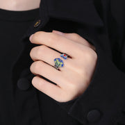 FREE Today: Enlightenment and New Beginning Lotus Flower Copper Coins Ruyi Handle Pattern Adjustable Ring