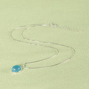 Buddha Stones 925 Sterling Silver Aquamarine Healing Clavicle Chain Necklace Pendant