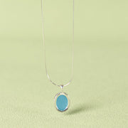 Buddha Stones 925 Sterling Silver Aquamarine Healing Clavicle Chain Necklace Pendant