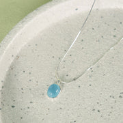 Buddha Stones 925 Sterling Silver Aquamarine Healing Clavicle Chain Necklace Pendant