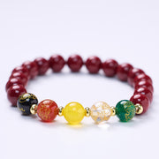 FREE Today: Blessing and Calm Cinnabar Agate Five Directions Gods Of Wealth Bracelet